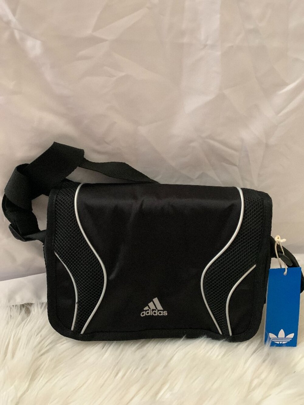 ADIDAS Small Nylon Messenger Bag in Black/White